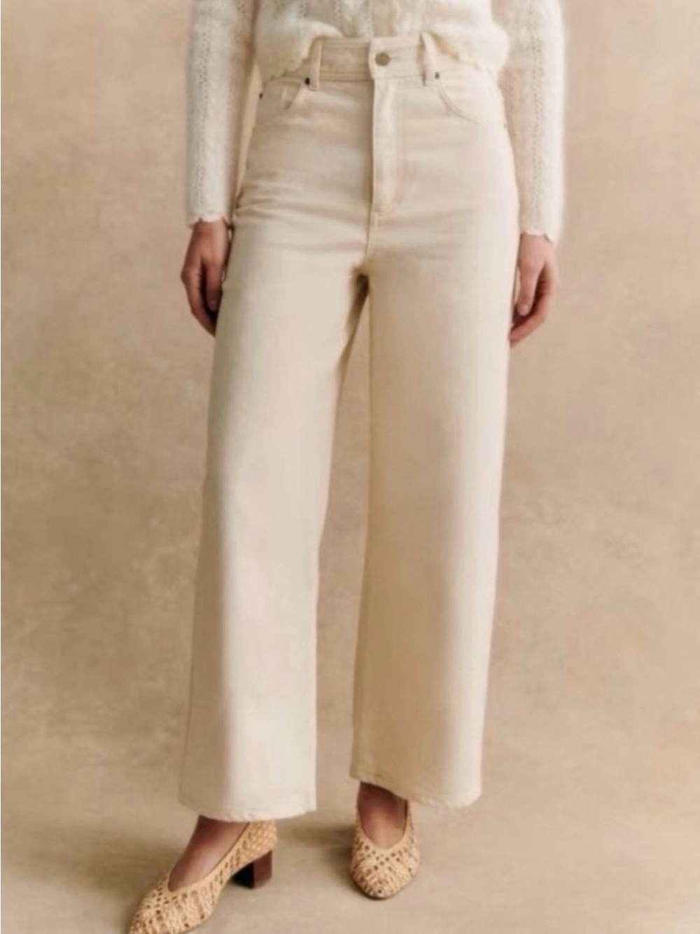 Sézane ecru Wide-Leg High-Rise Jeans